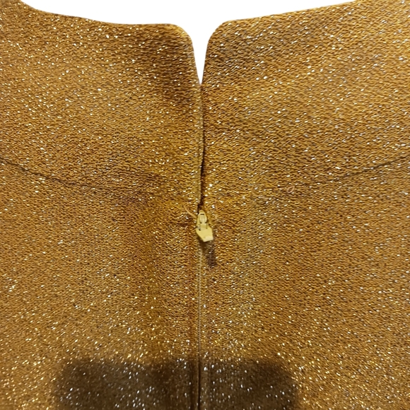 Vintage 1960s Shimmering Gold Maxi Dress Formal Gala Maxi Short Sleeve Holidays - Picture 7 of 10